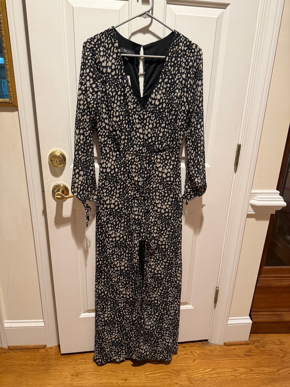 NWT BCC Black and Cream Printed Long Sleeve Jumpsuit with romper sz 7